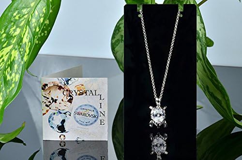 18K Gold GP Swarovski Crystal Chain Pendant Beautiful Necklace White Turtle