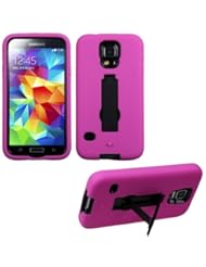 Wireless: myLife (TM) Hot Pink and Galaxy Black - Shock Suit Survivor Series (Built in Kickstand + Easy Grip Silicone) 3 Piece + 2 Layer Case for NEW Galaxy S5 (5g) Smartphone By Samsung (External Flex Silicone Bumper Gel + Internal 2 Piece Rubberized Snap Fitted Armor Protector + Shock Absorbing Material + Lifetime Warranty + Sealed Inside myLife Authorized Packaging) "Additional Details: This 3 Piece Galaxy S5 Case Comes with a Built in Vertical and Horizontal Standing Kick Stand That Is Perfect for Keeping Your Cell Phone Upright While Watching Movies, Netflix, Youtube or Just Regular Use." - myLife Brand Products