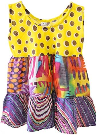 Exotic Elegance Kids Girl Boho Graphic Multicolored Tank Dress One Size.