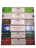 Set of 6 Incense Nag Champa Fortune Jasmine Patchouli Romance and Rain Forest By Satya