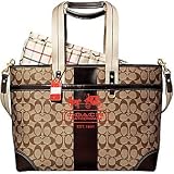 AUTHENTIC COACH HERITAGE SIGNATURE STRIPE BUSINESS/COMPUTER/DIAPER TOTE 11763