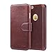 iPhone 6S Leather Flip Case - [Book Style] iPhone 6 Wallet Case Credit Card Slots ID Holder, [Slim Fit] Shockproof Protective Phone Cover for Apple iPhone 6/6S 4.7 inch (Dark Brown)
