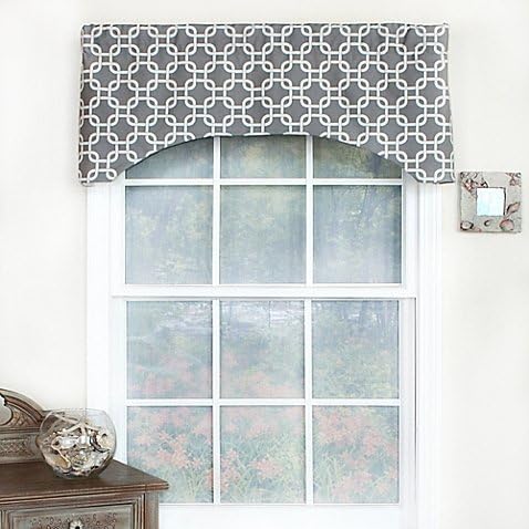 Stylish RL Fisher Chained Arch Window Curtain Valance, Set in Grey