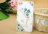 3D Bling Sky Blue Butterfly Crystal Bow Case Cover for Apple IPhone5