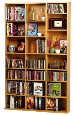 Oskar 756 CDS or 360 DVDs or Bluray Wood Media Cabinet In Maple