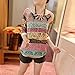 Shouhengda Fashion Women 3/4 Sleeve Vintage Floral Printed Top Shirts