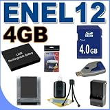 ENEL12 Replacement Battery & Rapid Charger 4GB SDHC Memory Card BigVALUEInc Saver Accessory Bundle for Nikon Coolpix Digital Cameras