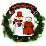 20" NFL Cleveland Browns "Happy Holidays" Snowman Couple Christmas Berry Wreath