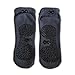 Non Slip Skid Socks with Grips, For Hospital Rehab, Traveling, Yoga, Pilates, Barre, Martial Arts, Trampoline, Fitness, Home Use, For Women, Men, YogaAddict, Grey - Size M/L