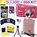 Nikon COOLPIX S3300 16 MP Digital Camera (Pink) + 8GB Accessory Kit