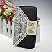 Galaxy Note 2 Case,Landfox Black Fresh Cute Flip Wallet Leather Case (Samsung Galaxy Note 2 N7100)