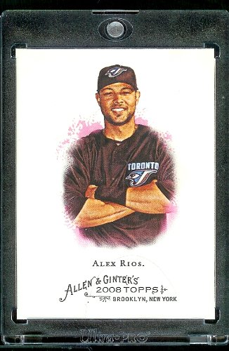2008 Topps Allen and Ginter # 115 Alex Rios ( Toronto Blue Jays ) MLB Baseball Card in Protective Display Case!