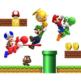 Super Mario Bros Repositionable Boys Bedroom Wall Stickers