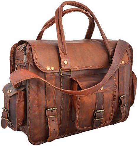 PRIVATE PARTS Vintage Leather Flap Messenger Satchel Bag Briefcase 11 x 15 x 5 Inches Brown