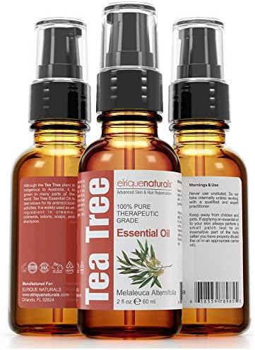 Australian Tea Tree Essential Oil - With No Fillers, Bases, Additives And Carrier Oils. Powerful Antiseptic, Antifungal, Antibacterial And Antiviral Properties. Effectively Treats Problem Acne Skin, Deep-Cleans Pores, Relieves Redness. Multiple Household Uses. Soothes Minor Insect Bites And Stings. Use In Vaporizer For Congestion Relief. Elrique Naturals Tea Tree Essential Oil BIG 2 OZ SIZE 100% Gold-Standard!
