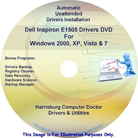 Dell Inspiron E1505 Drivers DVD Disc - Windows, XP, Vista and 7 Driver Kits - Automatic Drivers Installation.