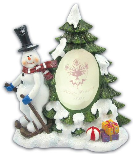 Bollo Regalo Christmas Tree & Skiing Snowman Photo Frame 2.5x3.5" C124-09012