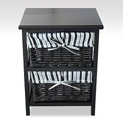 Holzregal schwarz 2 Weidenk�rbe 35x29,5x44cm