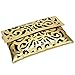 BMC Black Vinyl + Gold Faux Leather Decorative Cut Out Print Design Large Fashion Statement Envelope Clutch