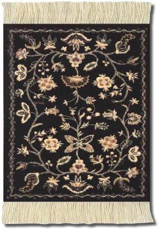 Lextra Somerset Colonial Williamsburg CoasterRug, 5.5 x 3.5 Inches, Black, Peach and Cream, Set of Four (MWS-C)