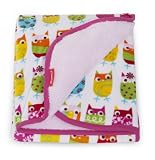 Zutano Owl Velour and Sherpa Blanket, Owls