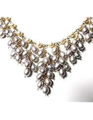Silver and white color freshwater pearl handmade wire wraps 14k gold filled necklace.