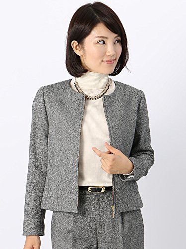 (ザ・スーツカンパニー) Littlechic/JAPAN QUALITY/ホームスパン ノーカラージップアップジャケット ミディアムグレー