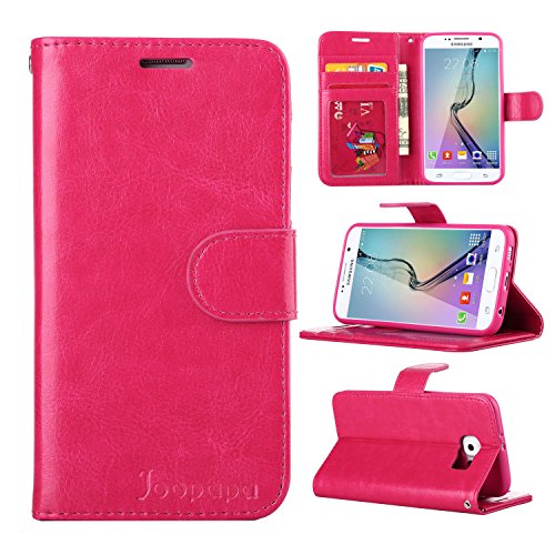 S6 Edge Case, Galaxy S6 Edge Case, Joopapa Samsung Galaxy S6 Edge Luxury Fashion Pu Leather Magnet Wallet Flip Case Cover with Built-in Credit Card/ID Card Slots for Samsung Galaxy S6 Edge (Pink)