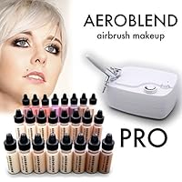 Aeroblend Airbrush Makeup PRO Starter Kit - Professional Cosmetic Airbrush Makeup System - 24 Color - Full 1-Year Warranty