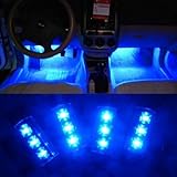 Susenstore 4 X 3led Car Charge 12v Glow Interior Decorative 4in1 Atmosphere Light Lamp