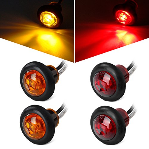 Partsam 2 Pcs Red & 2 Pcs Amber 3/4 Inch Mount Clear Lens LED Bullet Light Lamp Truck Trailer Round Side Marker(Total of 4pcs) Partsam 2 Pcs Red & 2 Pcs Amber 3/4 Inch Mount Clear Lens LED Bullet Light Lamp Truck Trailer Round Side Marker(Total of 4pcs)