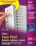 Avery Easy Peel Clear Return Address Labels for Laser Printers, 0.6 x 1.25 Inches, Pack of 600 (15695)