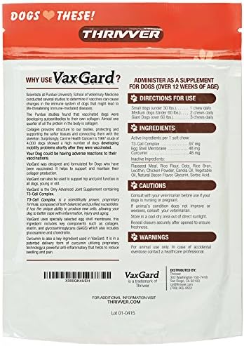 Thrivver VaxGard Soft Chew Hip & Joint Supplement for All Dogs-Best for Vaccinated Dogs