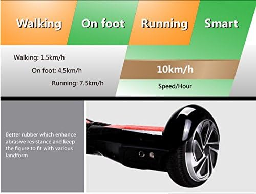 Muzeli® Two-wheel Smart Balance Electric Scooter Two Wheel w/ Bluetooth Speaker 6.5 Inch Tire Safe Speed 10 Km/h Led Light (Blue+Red w/ Bluetooth)