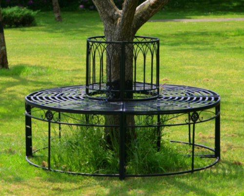Banc Tour d'Arbre en Acier Ischia Noir - Cercle Entier
