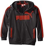 PUMA Big Boys' Logo Fleece Zip Up, Black, Medium