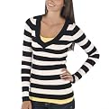 Juniors' Mossimo Supply Co. Long Sleeve Striped V-Neck Sweater - Black/White