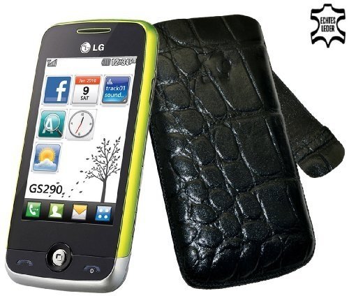 Suncase Ledertasche (Lasche mit R&uuml;ckzugfunktion) f&uuml;r LG GS290 Cookie Fresh croco-schwarz Preisvergleich