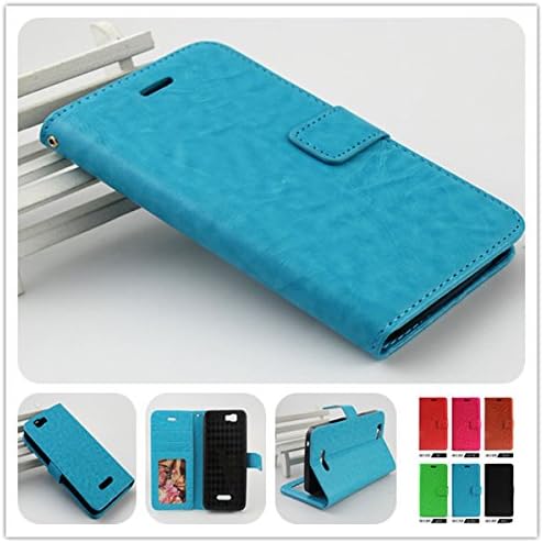 For BLU Studio 5.0 C HD D534U / D534L / D535U / D535L PERFECT FIT Luxury Leather Flip Wallet Case Cover Pocket Book with ID Showing Window (BLU Studio 5.0 C HD D534 / D535 Blue)