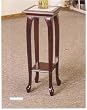 Cherry Finish Marble Top Plant Stand