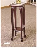 Cherry Finish Marble Top Plant Stand