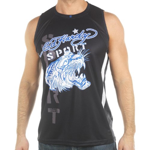 Ed Hardy Mens Tiger Roar Sport Tank Top- Black