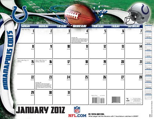 Turner Indianapolis Colts 2012 22x17 Desk Calendar