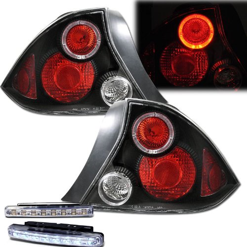 2001-2003 HONDA CIVIC 2DR REAR BRAKE LIGHTS JDM HALO TAIL LIGHTS+LED FOG RUNNING