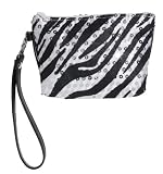 Three Cheers 4 Girls Zebra Sequin Wristlet, Black/White