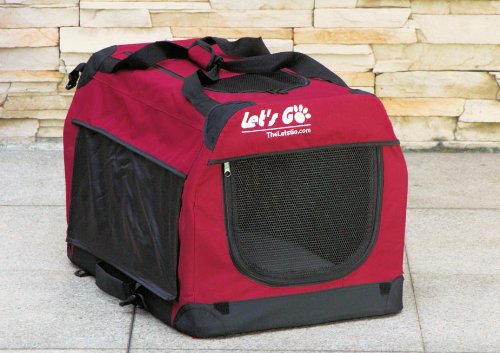 Lets Go Pet House Soft Crate Carrier Bag for Travel - Indoor & Outdoor - Maroon 24