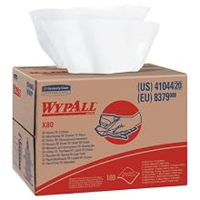 Kimberly-Clark Wypall X80 Disposable Wiper, 16-51/64" Length x 12-1/2" Width, White (Case of 160)