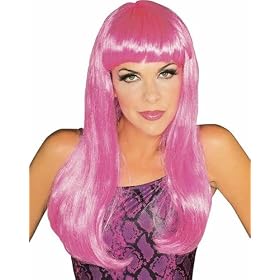 Hot Pink Long Glamour Wig for Sexy Halloween Costume