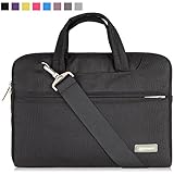 Qishare 10 11" 11.6" 11.6-Inch 12 inch Tablet / Laptop / Chromebook / MacBook/ Ultrabook Multi-functional Neoprene Business Briefcase Sleeve Pouch /Messenger Case Tote Bag Cover with Handle and Carrying Strap for MacBook Air 11'', New MacBook 12'', Acer Chromebook 11, C720, C720P, C740, HP Stream 11 Laptop, Pavilion 11, Chromebook 11, Samsung Chromebook, Galaxy Note Pro 12.2, Lenovo yoga 2 11'', Dell Inspiron 11.6'', & Asus Transformer Book T100 (Black, 11.6-12'')