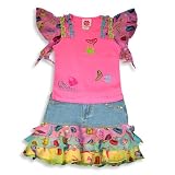 Lipstik Girls - Girls Skirt Set, Pink, Green, Blue Denim